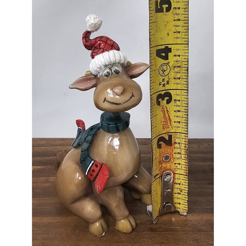 Fitz and Floyd Jiggling Christmas Holiday Reindeer Ornament Bobblehead Figure - Picture 6 of 8